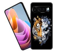 BFUKVOU for Pixel 11 Pro XL Case,Premium Soft Silicone Rubber Full-Body Protective Bumper Case for Google Pixel 11 Pro XL 6.8 inch 2026,Tiger and Skull Floral Art