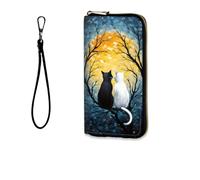 BFUKVOU Womens Wallet, RFID Wristlet Wallet for Women, Cat in Tree Full Moon, Wallet-A