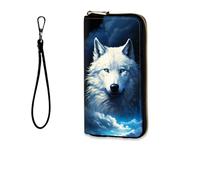 BFUKVOU Womens Wallet, RFID Wristlet Wallet for Women, Cool Wolf Dream Starry, Wallet-A