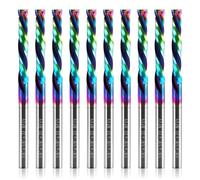 BFVV 10 PCS Up & Down Cut Compression Router Bits 1/8 inch Shank, 2-Flute DLC Coating Solid Carbide Spiral End Mill, 22mm CEL. for CNC Mill Machine Wookwork 3D Profile Detail Engraver Carving