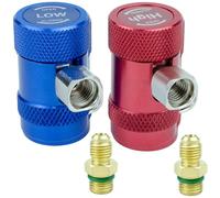 BFXM R1234yf Quick Coupler Adapter, Car Refrigerant Adapter, High and Low Pressure Fittings for Evacuation and Recharging of R1234yf Automotive Air Conditioning Systems, 1/4" Flares, Set of 2