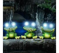 BFXMV 3Pcs Solar Frog Statue Garden Ornaments, Solar Lights Unusual, Garden Decorations Statues, Fairies Accessories, Women & Men Gifts