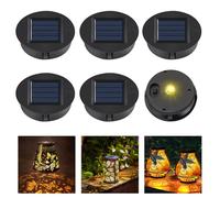 BFXMV Solar Lights Replacement Top, 6PCS Replacement Solar Panels for Garden Lights, LED Solar Panel Lantern Lid Lights Bulb Replacement Part 8cm for Outdoor Hanging Lanterns