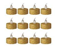 BFYDOAA 12cs Small LED Candle Lamp Glitter Tea Lights Flameless Votive Candles for Christmas,Proposal Party,Gifts & Festival Celebration (Gold)