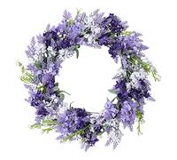 BFYDOAA 15.7in Artificial Lavender Wreath - Purple Lavender Bloom Front Door Wreath for Spring/Summer/Autumn/Winter