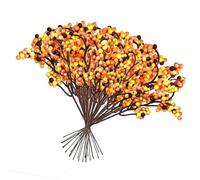 BFYDOAA 20cm Artificial Berry Stems 24pcs Orange Berries Cluster Twigs Fall Berry Picks and Sprays for Autumn Thanksgiving Christmas Tree DIY Crafts