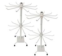 BFYDOAA 2Pack Rotating Jewelry Display Rack, 2 Tier Adjustable Jewelry Rack, Metal Jewelry Holder Necklace Holder Rack Fashion Counter Jewelry Stand for Earring Necklace Keychain (White, 20in)