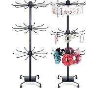 BFYDOAA 2Pack Rotating Jewelry Display Rack, 3 Tier Adjustable Jewelry Rack, Metal Jewelry Holder Necklace Holder Rack Fashion Counter Jewelry Stand for Earring Necklace Keychain (B, 28in)