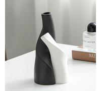 BFYDOAA 2pcs Black White Ceramic Vase Artistic Design Hugging Vases Dried Plants Vase Flower Arrangement Container for Table Centerpiece,Gift(black&white)
