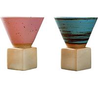 BFYDOAA 2pcs Coarse Pottery Coffee Mug with Base 200ml/6.7oz Creative Cone Shape Coffee Cup Funnel Espresso Cup for Latte Tea Cocoa