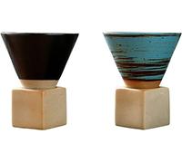 BFYDOAA 2PCS Coarse Pottery Coffee Mug with Base 200ml/6.7oz Creative Cone Shape Coffee Cup Funnel Espresso Cup for Latte Tea Hot Cocoa