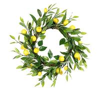 BFYDOAA Artificial Fruit Lemon Wreath,Spring Fruit Wreath with Artificial Lemons Handmade Wreaths for Front Door Decor
