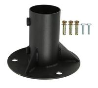 BFYDOAA Base Flange for Round Post, Black Steel Pole Sockets Flange Rod Holder for Chain Link Fence/Mailbox/Flag Post - Bolts/Side Screws Included (65mm)