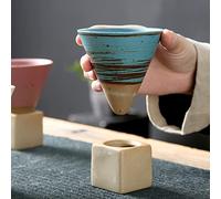 BFYDOAA Coarse Pottery Coffee Mug with Base 200ml/6.7oz Creative Cone Shape Coffee Cup Funnel Espresso Cup for Latte Tea Cocoa