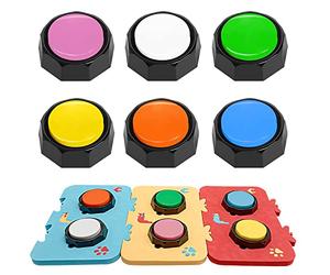 BFYDOAA Dog and Cat Communication Buttons Set 6pcs Pet Training Clickers Recordable Buttons with Mat & Stickers,for Dog Talking Pet Gift