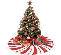 BFYDOAA Lollipop Candy Christmas Tree Skirt 120cm Red White Double Swirl Xmas Tree Mat for Holiday New Year Party Christmas Tree Decor