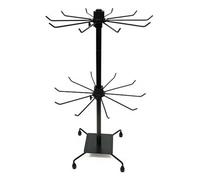 BFYDOAA Rotating Jewelry Display Holder 2 Tier Iron Necklace Hanging Stand Jewelry Tower with 20 Hooks for Organizere Earring Bracelet Chain,Women Gift (Black)