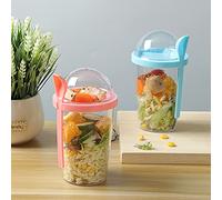 BFYDOAA Yogurt Parfait Cups with Spoon 2pcs Portable Plastic Cereal Cups for Breakfast On the Go,Overnight Oats Cup with Topping Cereal Container(400ml)