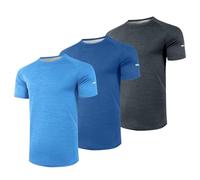 BFYSFBAIG 3 Pack Mens Gym T Shirts, Quick Dry Running Tops Breathable Summer Shirts for Running, Training, Hiking - Moisture Wicking (Black+Blue+LightBlue,3XL)