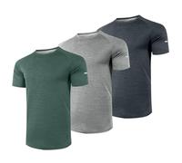 BFYSFBAIG 3 Pack Mens Gym T Shirts, Quick Dry Running Tops Breathable Summer Shirts for Running, Training, Hiking - Moisture Wicking (Black+Gray+Green,4XL)