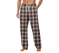 BFYSFBAIG Men's Plaid Pyjama Bottoms - Soft Lounge Pants with Pockets, Button Fly & Adjustable Drawstring for Comfortable Sleep & Relaxation A-11-Brick Red M