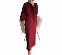 BFYSFBAIG Prayer Dress for Muslim Women Muslim Dresses for Women, Prayer Robes Plain Loose Islamic Middle East Dubai Turkish Max Kaftan Full Length Khimar Dress (Red, M)