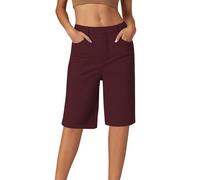 BFYSFBAIG Womens Chino Shorts with Straight Leg, Slim Shorts Women, High Stretch Trousers with Mid-Rise Waist, Five-Pocket Casual & Travel Pants (A-3-Red, XXL)