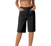 BFYSFBAIG Womens Chino Shorts with Straight Leg, Slim Shorts Women, High Stretch Trousers with Mid-Rise Waist, Five-Pocket Casual & Travel Pants (A-2-Black, XL)