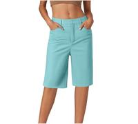 BFYSFBAIG Womens Chino Shorts with Straight Leg, Slim Shorts Women, High Stretch Trousers with Mid-Rise Waist, Five-Pocket Casual & Travel Pants (A-1-Light Blue, XXL)