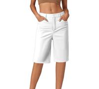 BFYSFBAIG Womens Chino Shorts with Straight Leg, Slim Shorts Women, High Stretch Trousers with Mid-Rise Waist, Five-Pocket Casual & Travel Pants (A-2-White, M)