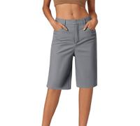 BFYSFBAIG Womens Chino Shorts with Straight Leg, Slim Shorts Women, High Stretch Trousers with Mid-Rise Waist, Five-Pocket Casual & Travel Pants (A-2-Grey, XL)