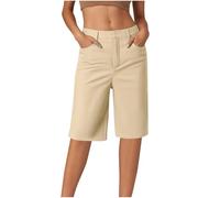 BFYSFBAIG Womens Chino Shorts with Straight Leg, Slim Shorts Women, High Stretch Trousers with Mid-Rise Waist, Five-Pocket Casual & Travel Pants (A-1-Beige, L)