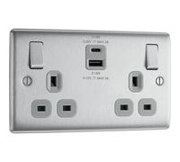 BG 13A Double Switched Socket with USB-A & USB-C