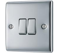 Bg 16A 2 Way 2 Gang Light Switch Gloss Chrome Effect