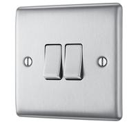 Bg 16A 2 Way 2 Gang Light Switch Matt Steel Effect