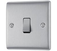 Bg 16A Single 2 Way Raised Slim Screwed Intermediate Switch Matt Steel Effect