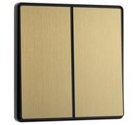 BG Electrical Double Wall Light Switch, 2-Way, Edge-to-Edge Rockers, Screwless Appearance, Round Edges, Evolve, Satin Brass, 20A, 16AX, PCDSB42EB