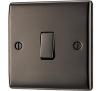 Bg 20A Single 2 Way Raised Slim Screwed Intermediate Switch Gloss Black Nickel Effect