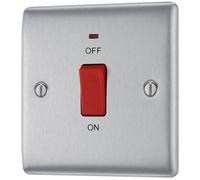 Bg 45A Rocker Raised Slim Control Switch Matt Steel Effect