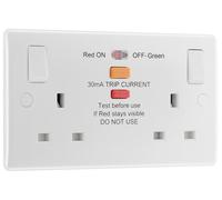 BG 822ARCD White Round Edge Type A RCD Protection Double Switch 13A