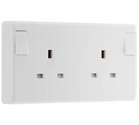 BG Electrical Double Switched Converter Power Plug Wall Socket, Nexus 800 Series, White Moulded, Round Edge, 13A, 822CON
