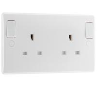 BG 822DPOB White Round Edge 13A DP Double Socket + Outboard Rockers