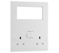 BG 822EM4 White Round Edge 13A DP Double Socket & Quad Euro Module