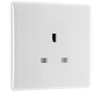 BG 823 White Round Edge 13A Single Unswitched Socket