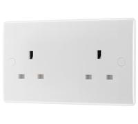 BG 824 Moulded Round Edge | White | 2 Gang 13A Unswitched Socket