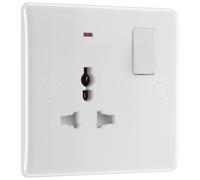 BG 827L White Round Edge 13A Universal + Neon