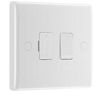 BG 851 White Round Edge Switched Spur + Cable Outlet