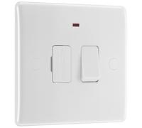 BG 852 White Round Edge Switched Spur + Neon 13A