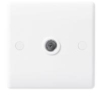 BG 862 White Round Edge Isolated TV Aerial Socket - Grey Insert