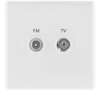 BG 866 White Round Edge Diplex TV/FM Socket